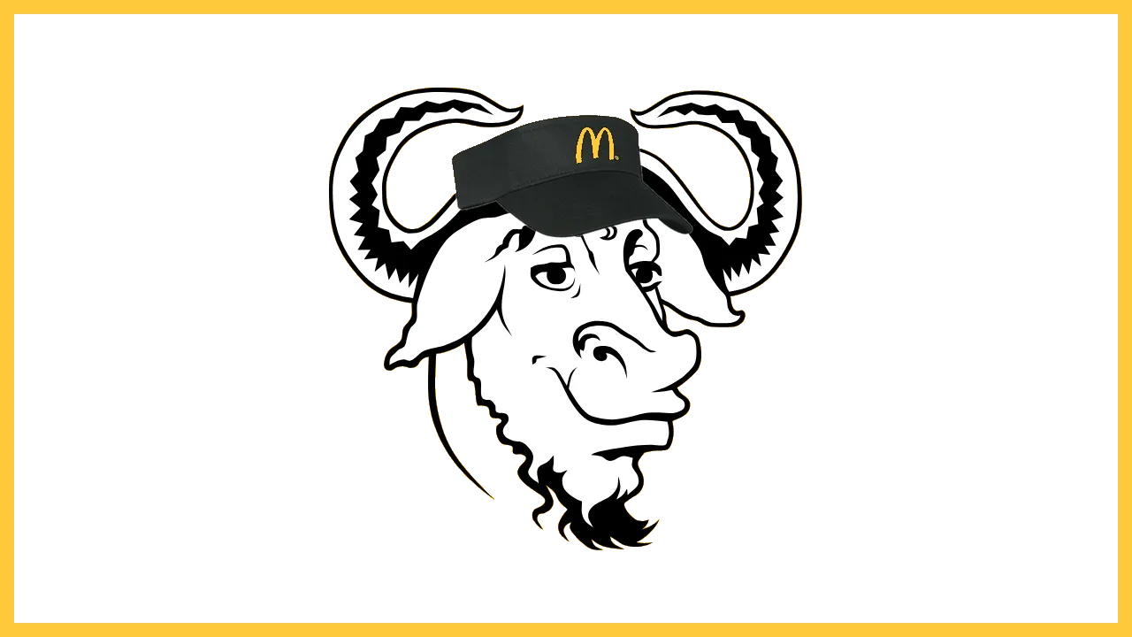 gnu com o chapeu do mcdonald's